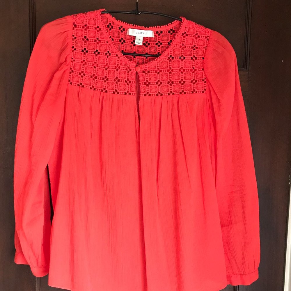 J. Crew Embroidered Light Gauze Blouse